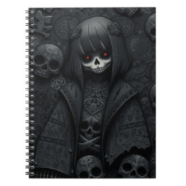 Cute black dark Skull Halloween obscure anime Anteckningsbok