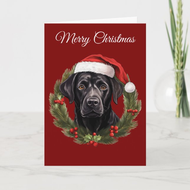 Cute Black Dog at Christmas Helgkort (Framsida)
