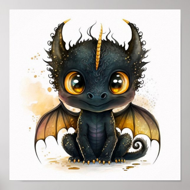 Cute Black Dragon Wall Art poster (Framsidan)