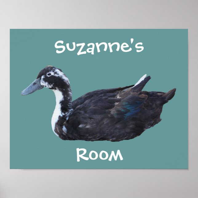 Cute Black Duck Kids Room Personalized    Poster (Framsidan)