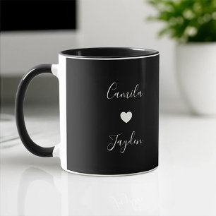 Cute Black-Eleganten Modern Heart-par-romantik Mugg