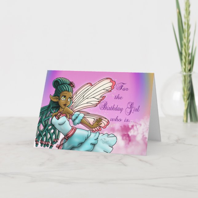 Cute Black Fairy Birday Kort (Framsida)