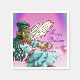 Cute Black Fairy Birday Pappersservett