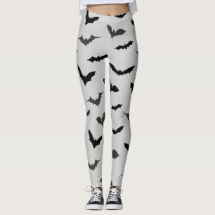 Cute Black Fladdermöss Mönster Halloween Leggings