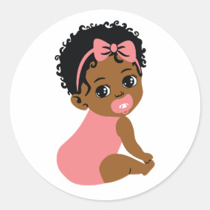 Cute Black Flicka i Romper Sticker Runt Klistermärke