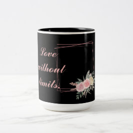 Cute Black Flowers, Kärlek, ett citat Två-Tonad Mugg