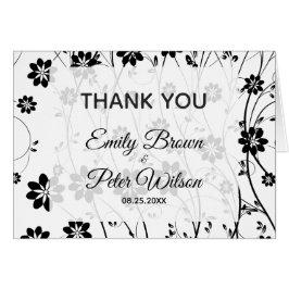 Cute Black Flowers - Tack Hälsningskort