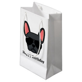Cute Black Fransk Bulldog Ansikte Small Gift Bag