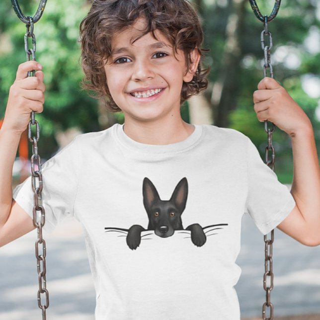 Cute Black German Shepherd Hund Peeking T Shirt (Skapare uppladdad)