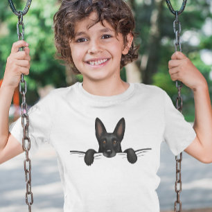 Cute Black German Shepherd Hund Peeking T Shirt