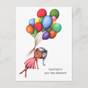 Cute Black Girl Balloons Personlig Farewell Vykort