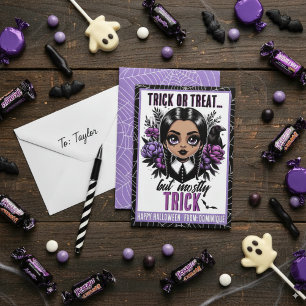 Cute Black Girl Gothic Halloween Classroom Placeringskort
