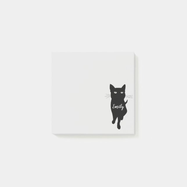 Cute Black gothcat med personlig namn Post-it Block (Framsida)