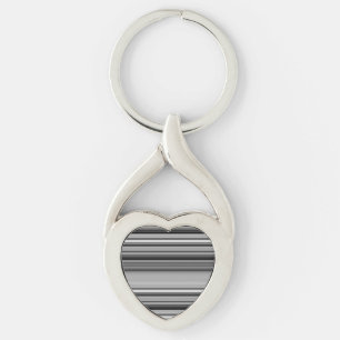 Cute Black grått rand Twisted Heart Silverfärgad Nyckelring