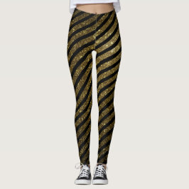 Cute Black Guld Candy Rand Glitter Mönster Leggings