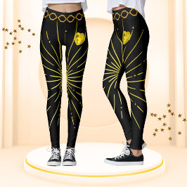 Cute Black & Guld Stripe Snyggt Afrikas kvinnor Leggings