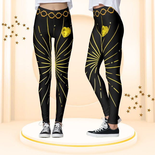 Cute Black & Guld Stripe Snyggt Afrikas kvinnor Leggings (Skapare uppladdad)