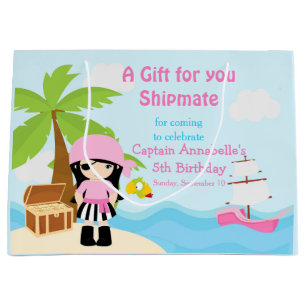 Cute Black Hair Pirat Girl Rosa Birthday