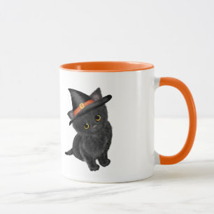 Cute Black Halloween kitten mugg