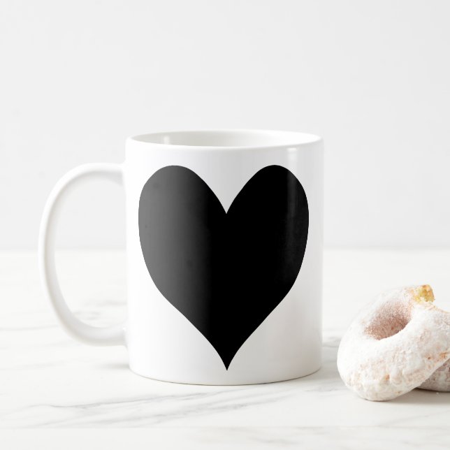 Cute Black Heart Kaffemugg (Med munk)
