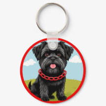 Cute Black-Hund med rödkronor i Tecknad Stil