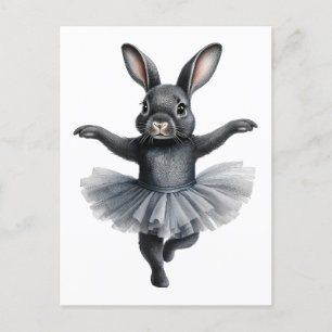 Cute black kanin ballerina dans ballet helg vykort