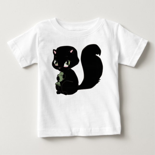 Cute Black Kattunge Baby Shirt Tee (Framsida)