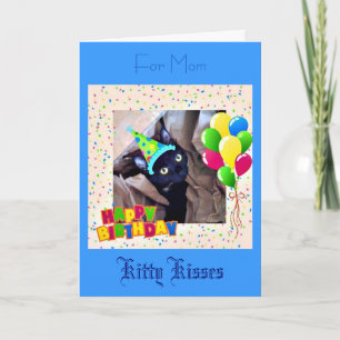 Cute Black Kattunge-hälsningskort för födelsedagar Kort