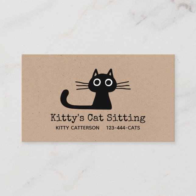 Cute Black Kattunge | KATTDJUR ROLIGT | Quirky Ani Visitkort (Framsida)