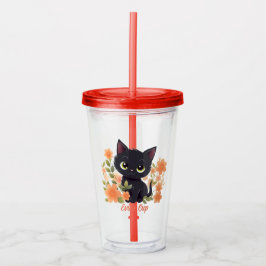 Cute Black Kattunge Kawaii Chibi Take Away Mugg