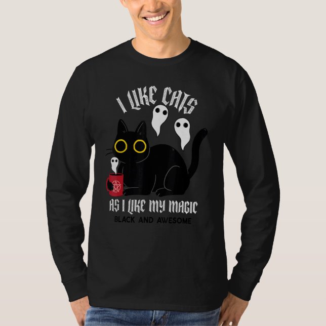 Cute Black Kattunge-kök med Spöken Black Magic T Shirt (Framsida)