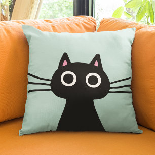 Cute Black Kattunge   Quirky Pet Cat Lover Kudde