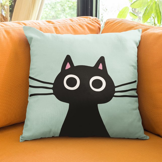 Cute Black Kattunge | Quirky Pet Cat Lover Kudde (Skapare uppladdad)