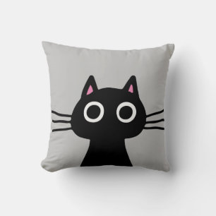 Cute Black Kattunge Quirky Pet Cat Lover Kudde