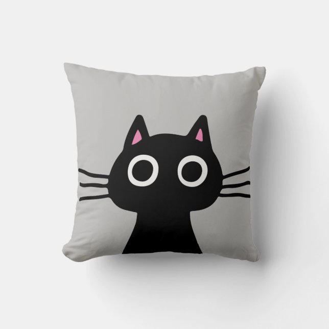 Cute Black Kattunge | Quirky Pet Cat Lover Kudde (Framsida)