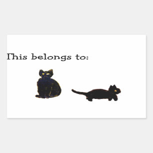 Cute Black Kattunge Rektangulärt Klistermärke
