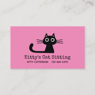 Cute Black Kattunge Rosa Dist djurfoder Visitkort
