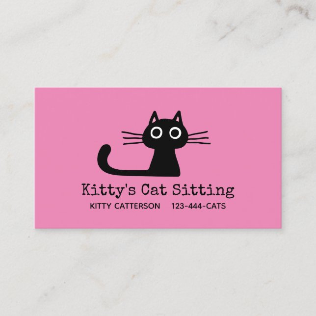 Cute Black Kattunge Rosa | Dist djurfoder Visitkort (Framsida)