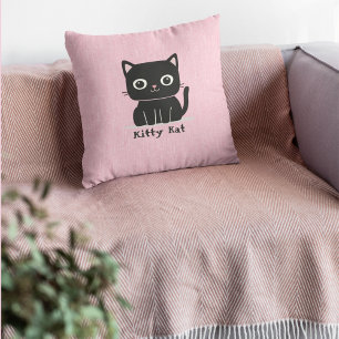 Cute Black Kattunge Rosa Pillows Kudde