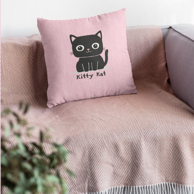 Cute Black Kattunge Rosa Pillows Kudde (Skapare uppladdad)