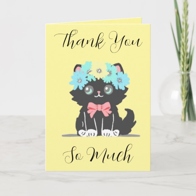 Cute Black Kattunge, tillsatt tackkort (Framsida)
