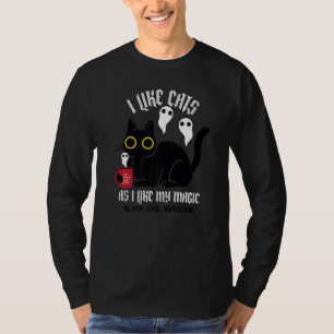 Cute Black Kattunge Witchy Tee med Spöken Black Ma