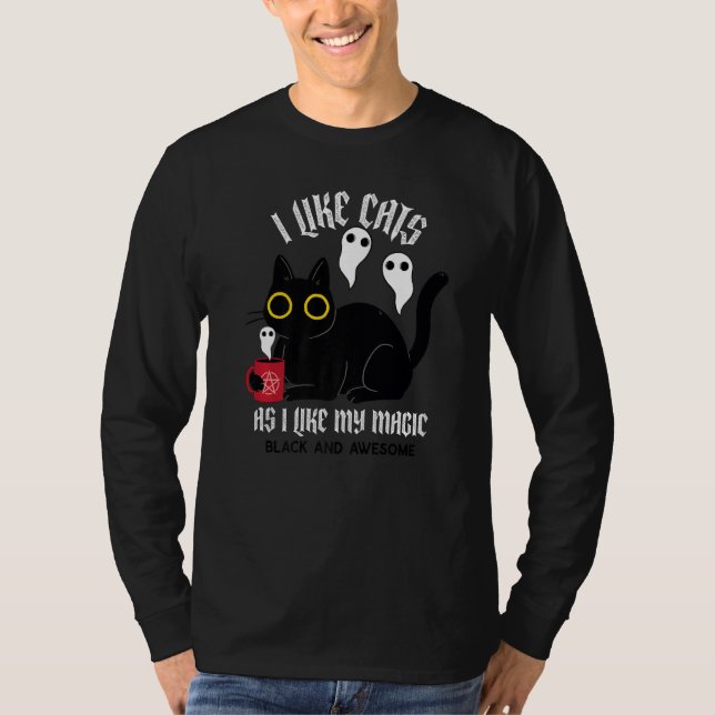 Cute Black Kattunge Witchy Tee med Spöken Black Ma (Framsida)