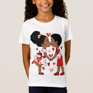 Cute Black Kids i Kärlek Illustration | Alla hjärt T Shirt