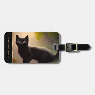 Cute Black Kitten AI Photo Stil Bagagebricka