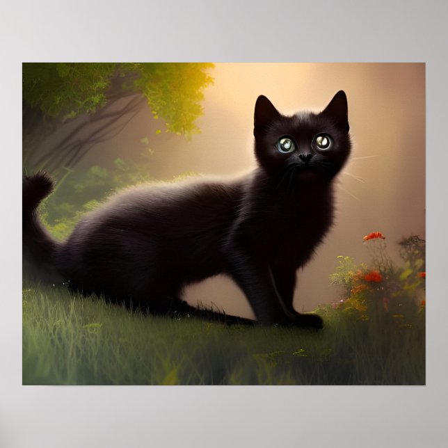 Cute Black Kitten AI Photo Stil Poster (Framsidan)