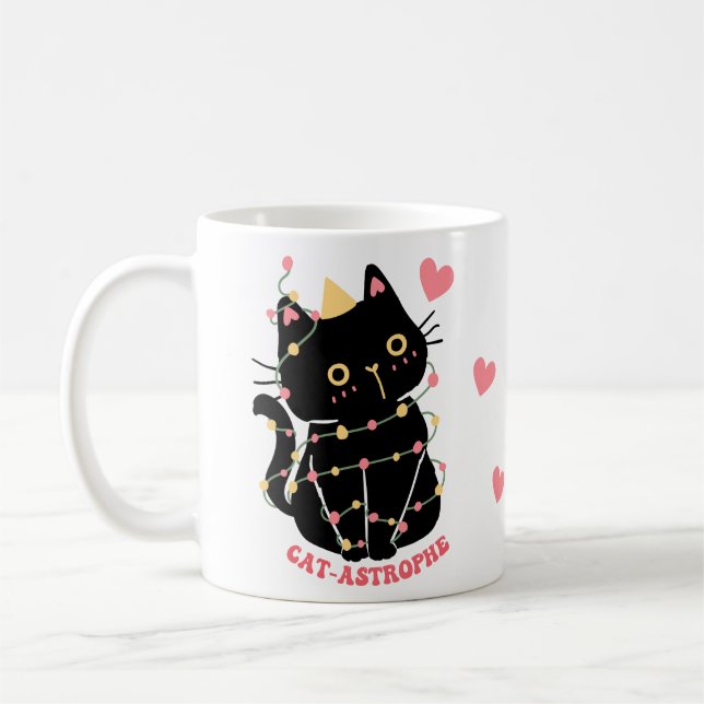 Cute black kitten in cat-astrophe kaffemugg (Vänster)