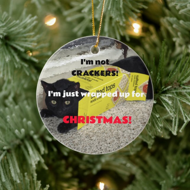 Cute Black Kitten Julgransprydnad Keramik (Träd)