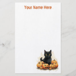 Cute Black Kitten med Jack-O-Lanternor Halloween Brevpapper