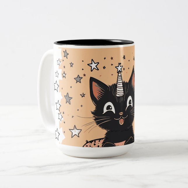 Cute Black Kitten Mood Coffee Mugg (Framsida vänster)